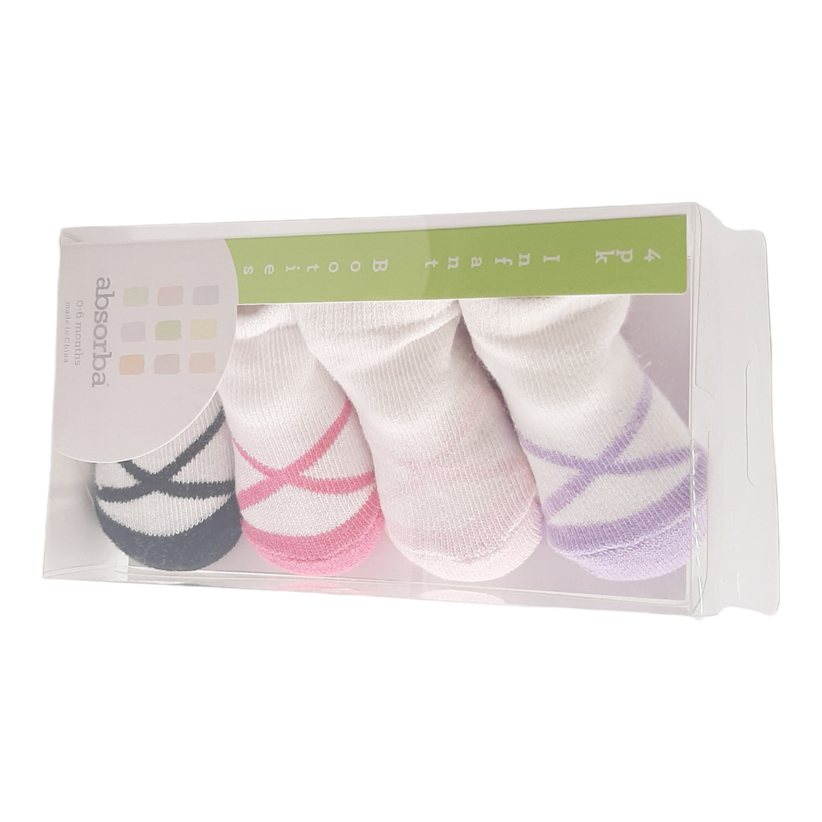 Absorba 4-Pack Ballerina Infant Booties Size 0-6 Months Infa