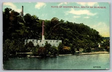 Ruins of Moores Mill Amid Trees Along River South of Dubuque Iowa Postcard