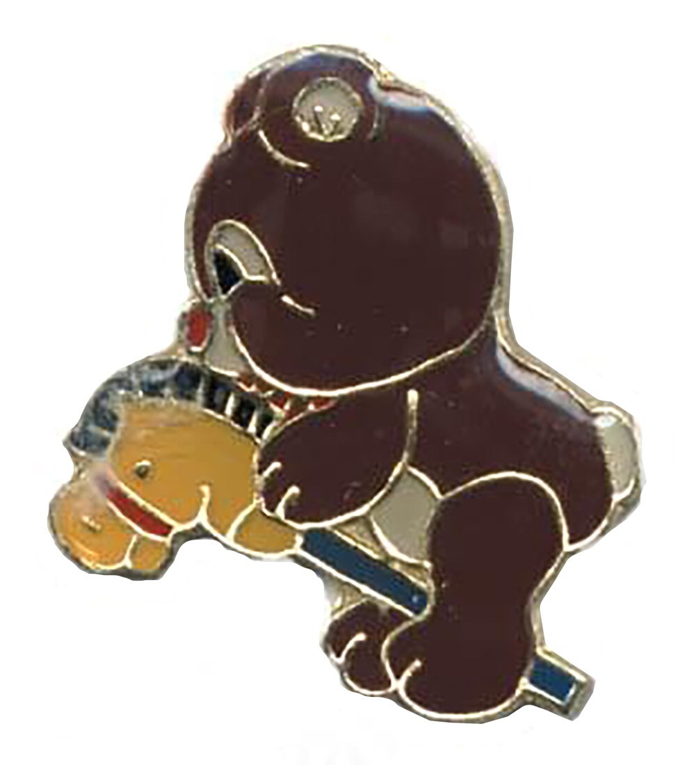 Orsacchiotto Bastone da equitazione pony bici cappello moto spilla risvolto HP3016