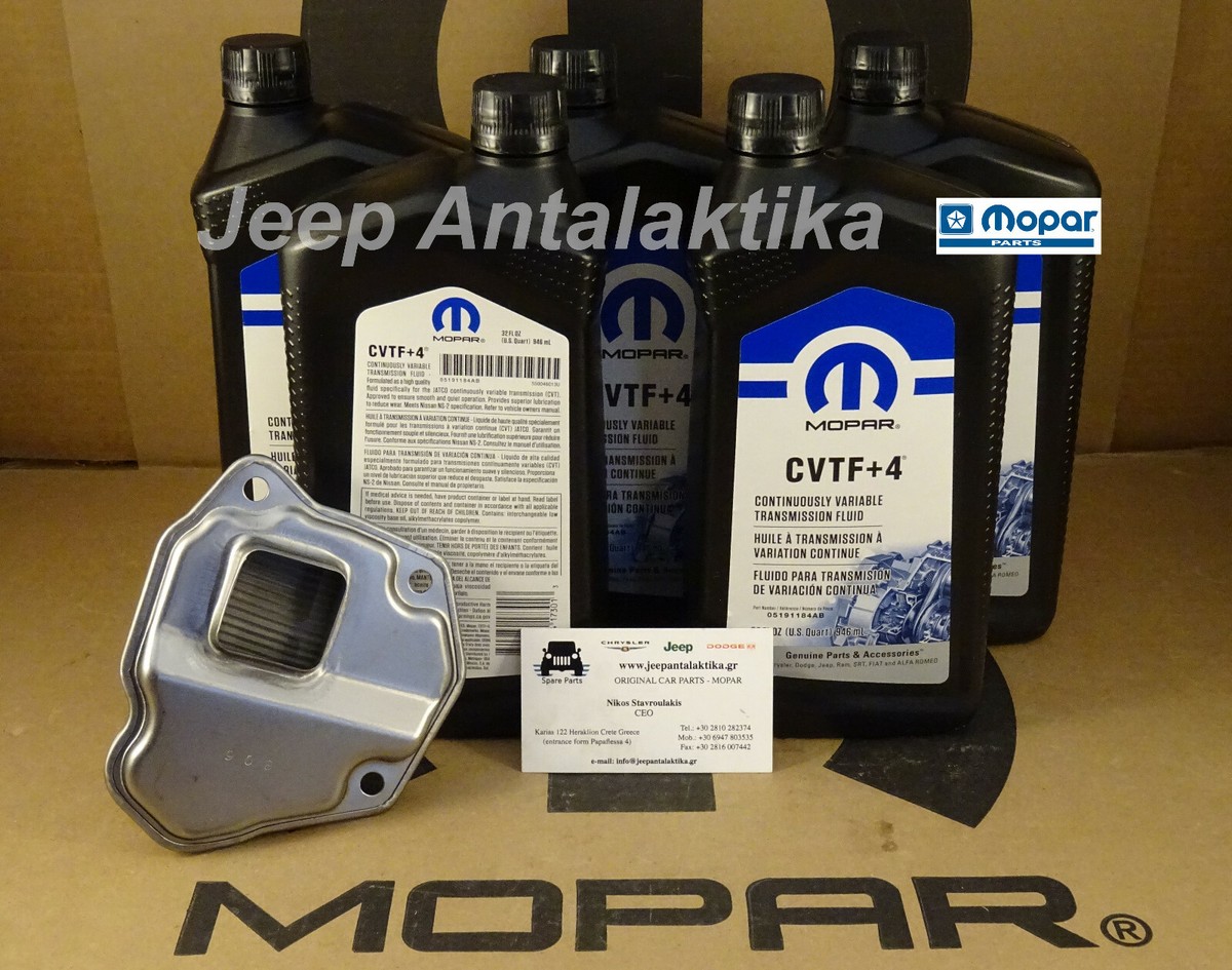 CVTF Transmission Oil 5191184AB 5x0.946L & CVT Filter New Genuine