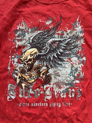 JNCO Jeans Vintage 90s JNCO Flying Skull Double Sided Red T-shirt