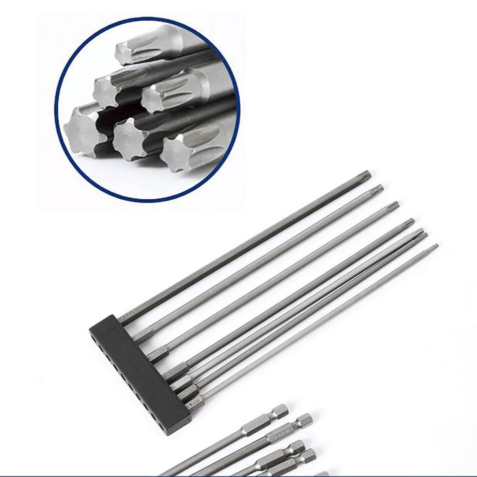 Torx Screwdriver Bit Set T8-T50 65-200mm Long Hex Security Magnetic Head S2 Tool - Image 4 of 4