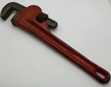 Stanley 10" Pipe Wrench  Heavy Duty ~ Red ~ Taiwan EUC ~ Vintage