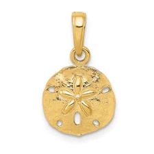 10k Yellow Gold Sand Dollar Pendant 0.67g, L-19mm, W-11.5mm Perfect Gift for Her