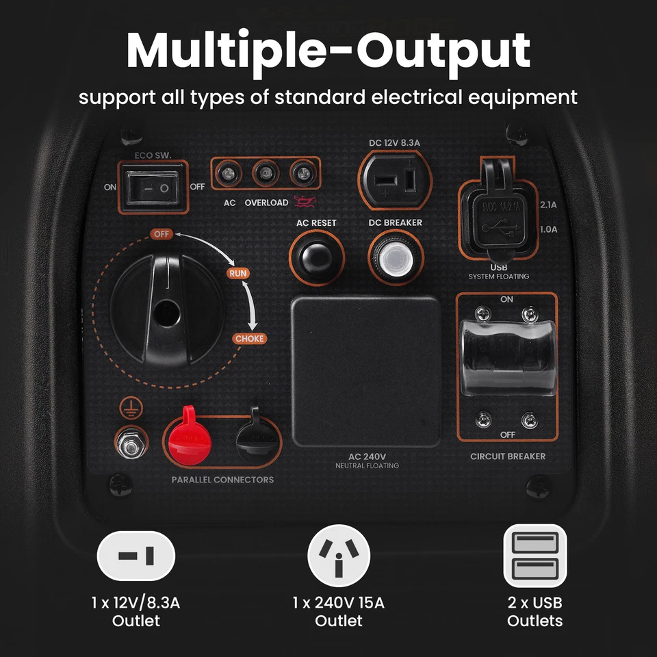 Inverter Generator Petrol 3.5KW 5.5KW Generators Portable Pure Sine Wave Camping - image 2 of 4