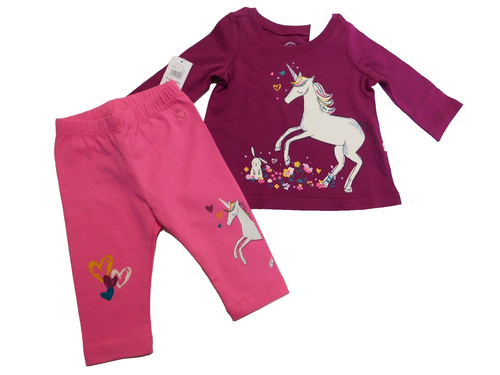 T-SHIRT & LEGGINGS--GAP--Baby Girl 2 Pc Set Unicorn's--SIZE 0-3M--BRAND NEW - Picture 1 of 6