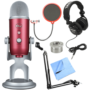 BLUE-MICROPHONES-Yeti-USB-Microphone-Steel-Red-Bundle-with-Headphones