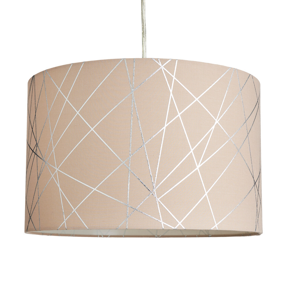 Litecraft Light Shade 30 cm Geometric Easy Fit Ceiling Lampshade - Mocha, Silver