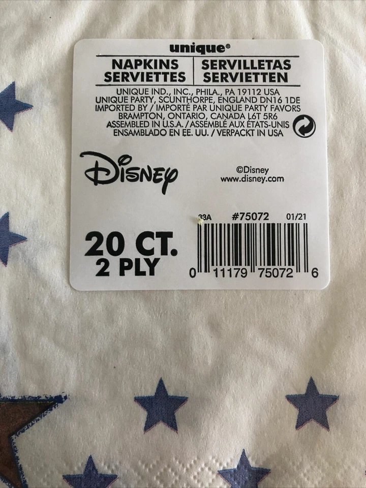 Disney Mickey & Minnie Mouse EE. UU. 20 platos y 40 servilletas bandera militar patriótica Foto 4 de 4