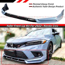 For 2022-2024 Honda Civic Yofer Sonic Gray Black Front Bumper Lip Splitter Kit