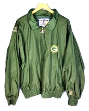 Vintage XL Logo Athletic NFL Green Bay Packers Windbreaker Jacket Miller Time 