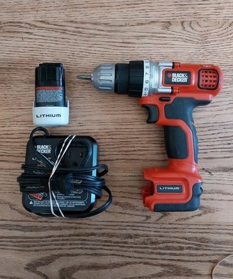 Black & Decker 12v Lithium Cordless Drill LDX112 Battery & Charger Tested Works