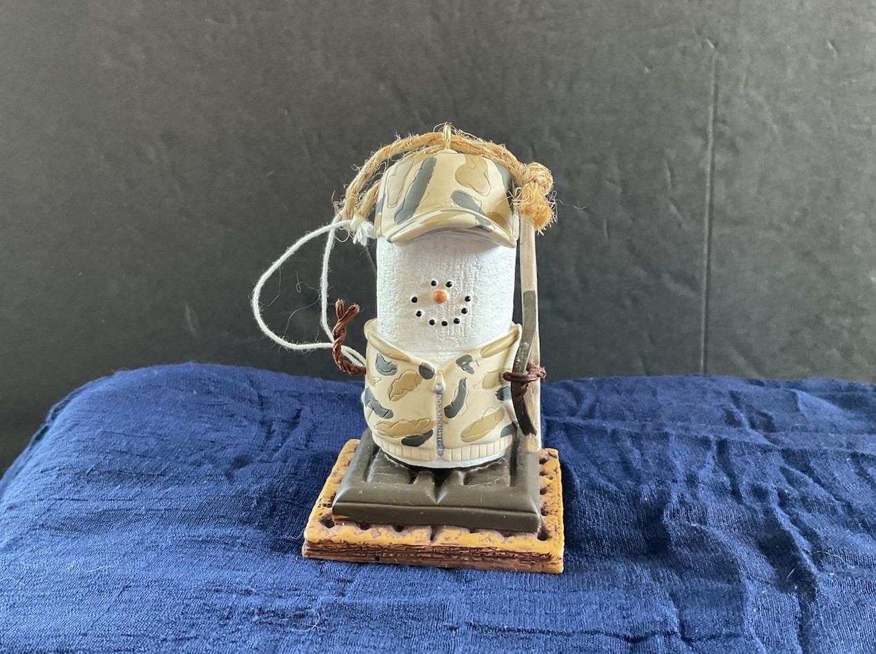 Christmas Ornament S’mores Original Snowman Hunter With Camo Gear And Rifle