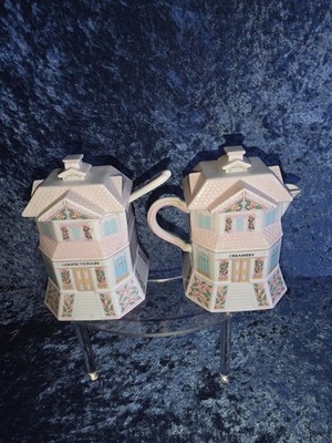 Vtg 1991 Lenox Village Creamery Confectionary Set Spoon Fine Porcelain EUC