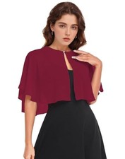 Soft Chiffon Shawl Wraps Shrug for Evening Dress Wedding Vintage Style Maroon