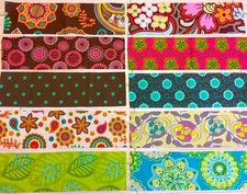 RETRO 70's 10 2.5 x9" Fabric Strips/Scraps, Crafts-Crumb Quilts-Junk Journals