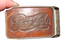 Vintage Bronze Pepsi Cola Advertising Belt Buckle Soda 1970's Era Nice