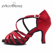 Red Color Satin Latin Dance Shoes Professional High Heel Ballroom Salsa Sneaker