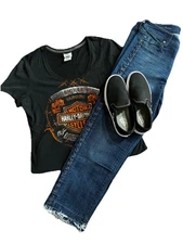 Harley Davidson Women’s Black Twin Cities Round Neck Tee – Size XL