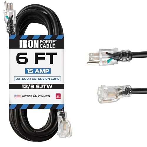Heavy Duty Outdoor Extension Cord, Orange Black Red,10,25,50,100 Feet-16/3, 12/3