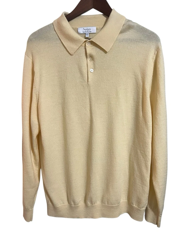 Suéter Polo Turnbury Extra Fino Lana Merino Grande Amarillo Para Hombre Cuello Foto 2 de 4
