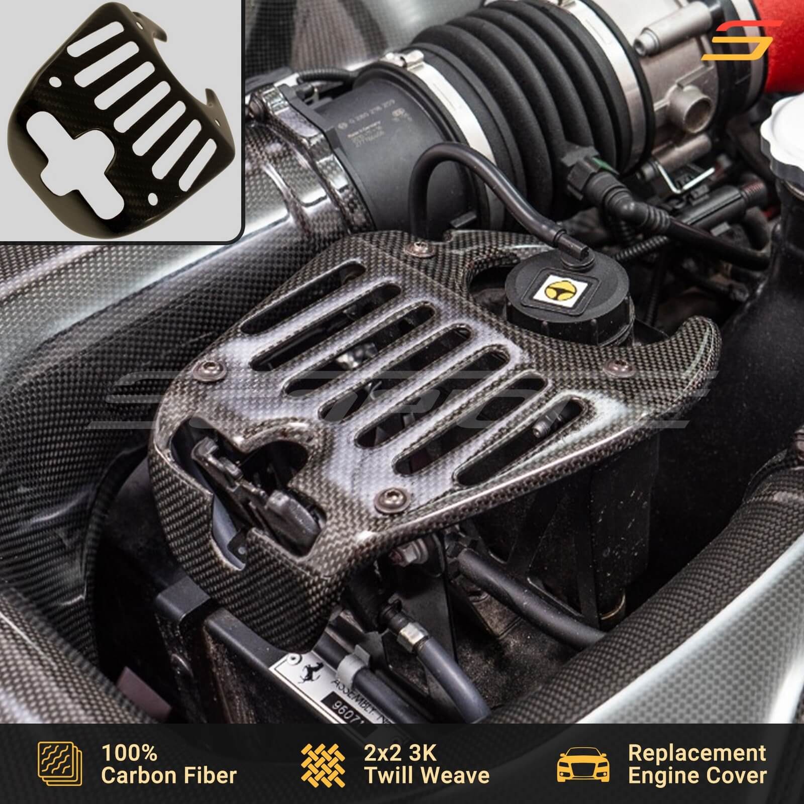 Scopione Carbon Engine Latch Hatch Lock Lid Cover for Ferrari 458 Italia Spider