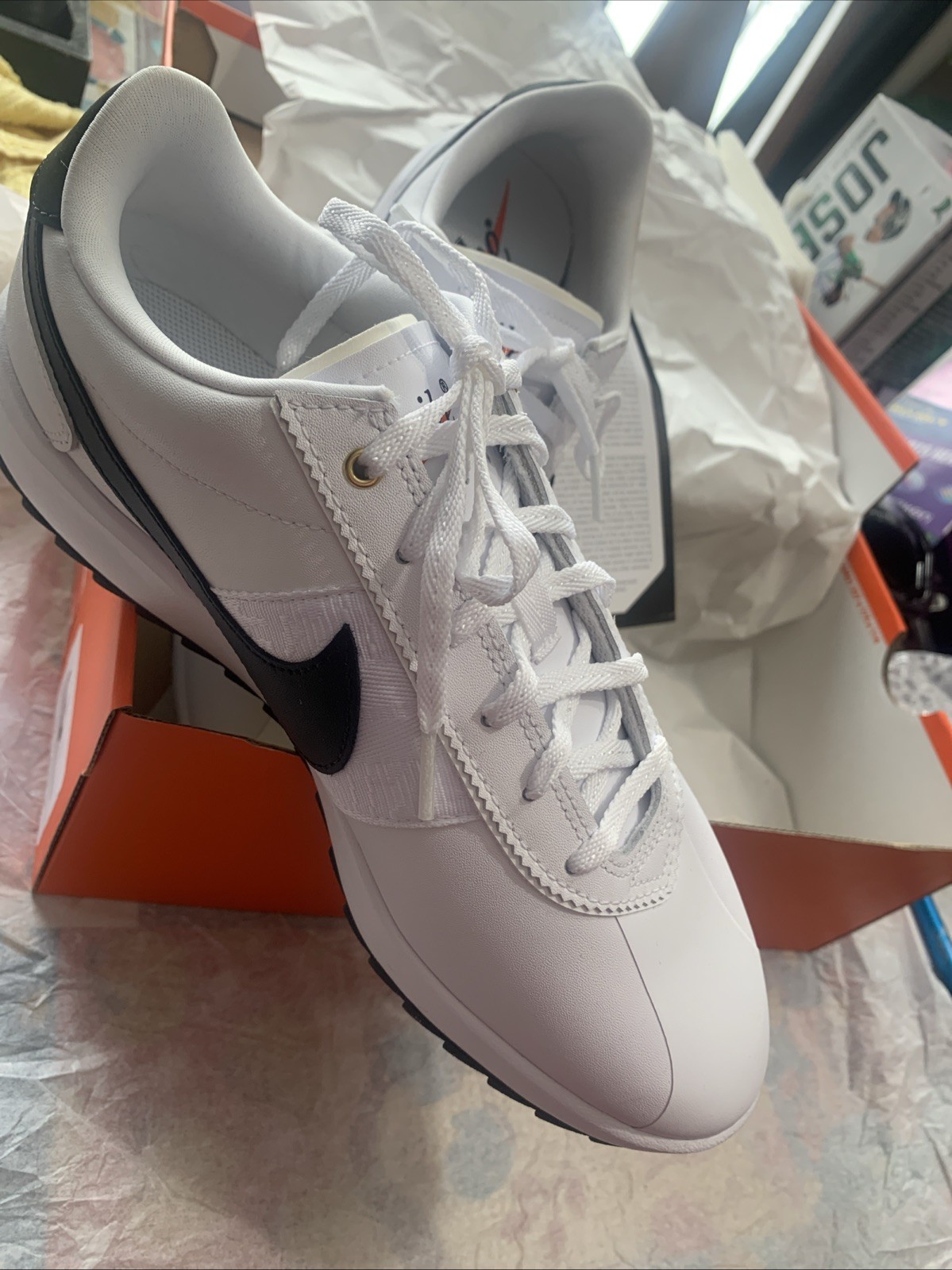 New NIB Nike Womens Cortez Spikeless Golf Shoes White & Black Size 9 Coach Comfy thumbnail 5