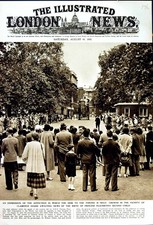 Original Old Vintage Print 1950 Crowds Clarnece House Princess Elizabeth Birth