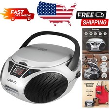 Stylish Silver CD6925 Boombox: Bluetooth, AUX,  AM/FM Radio for All Occasions