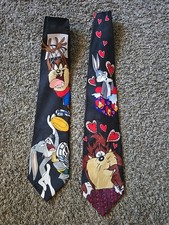 Looney Tunes Mania Ties Bugs Bunny Taz Tweety Basketball Hearts Lot Of 2
