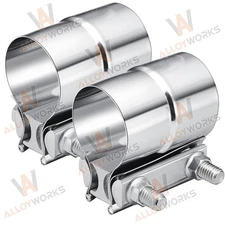New 2PCS 2.0inch Lap Joint Exhaust Band Clamp For Muffler Pipe Stainless Steel