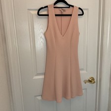 Forever 21 Contemporary Peach Pink Textured V-Neck Skater Mini Dress Small
