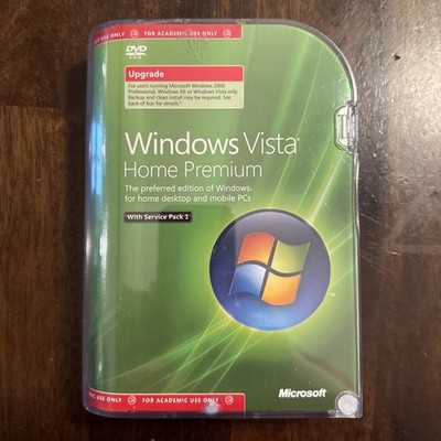 Windows Vista Home Premium 32 bit -Upgrade SP1 - Academic Ed - COMPLETE Case/Key