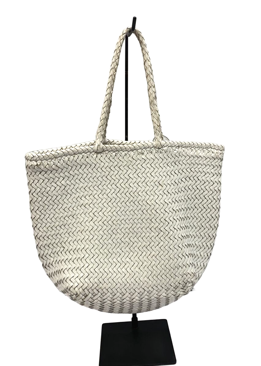 Dragon Diffusion Woven Leather Tote Bag White Mesh Basket Handbag Small