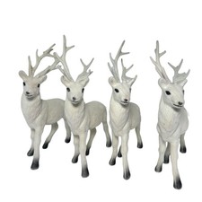 Deer Stag x4 Countryside Christmas Display White Plastic Hanging Freestanding