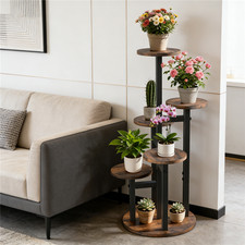 Vertical Plant Stand Metal Wood Shelf Corner Tiered Garden Flower Holder Organiz