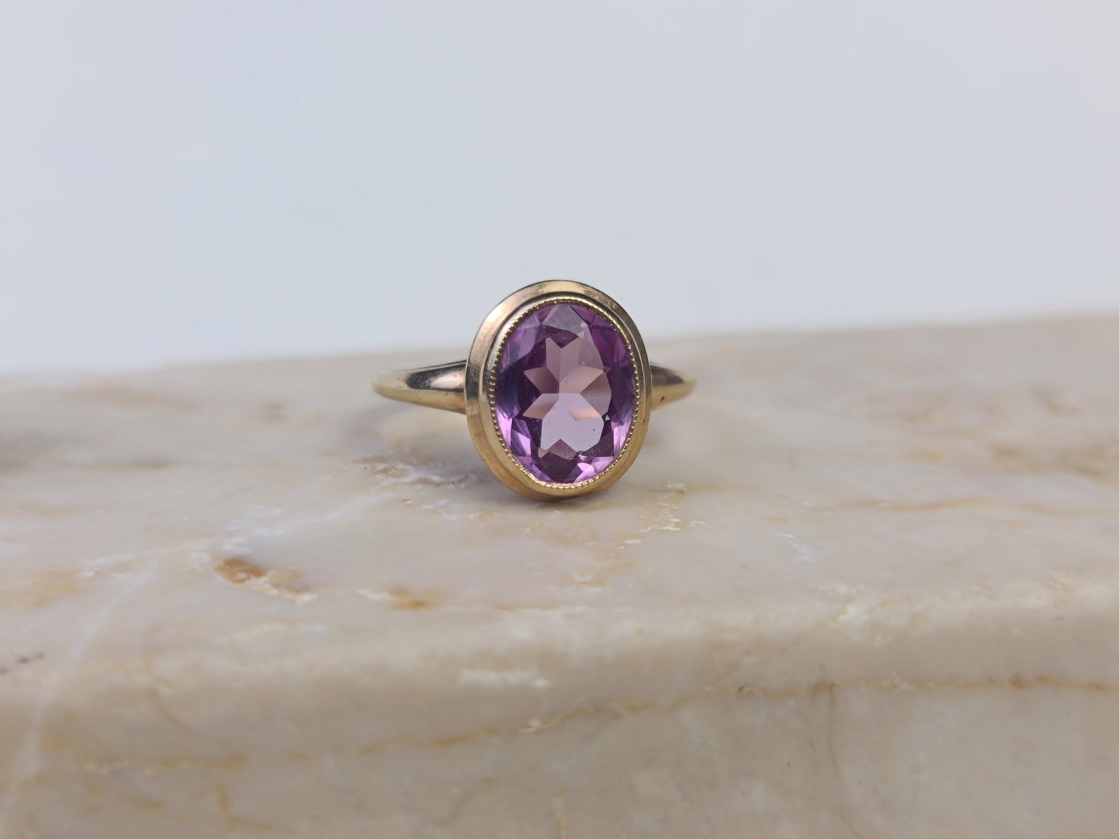 10k Solid Yellow Gold Color Changing Sapphire Gem… - image 4