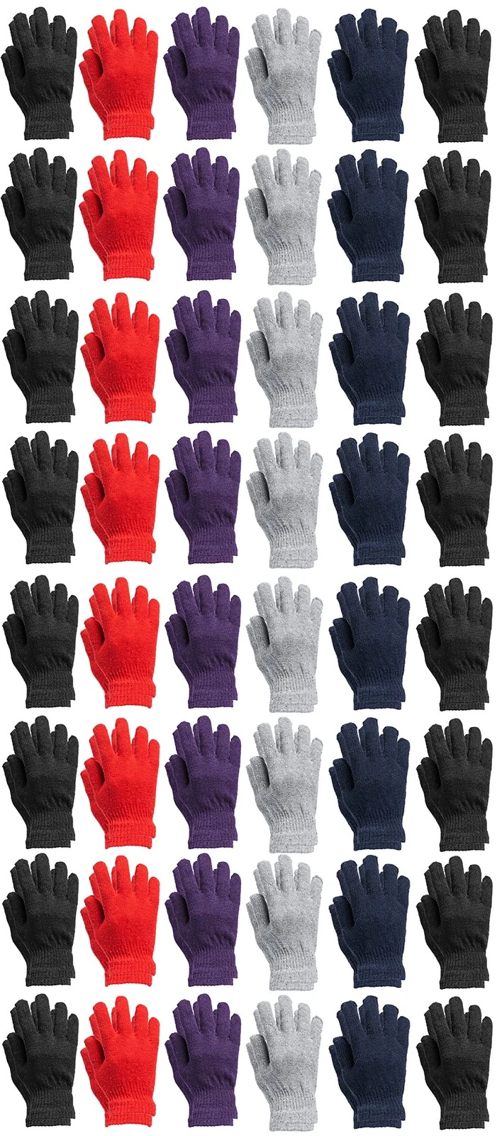 48 Pack Women's Warm, Stretchy Thermal Winter Gloves Bulk (Womens Assorted)