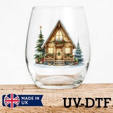 Christmas House 8pcs UV DTF Stickers - Glass Laptop Tumbler Cup ns530