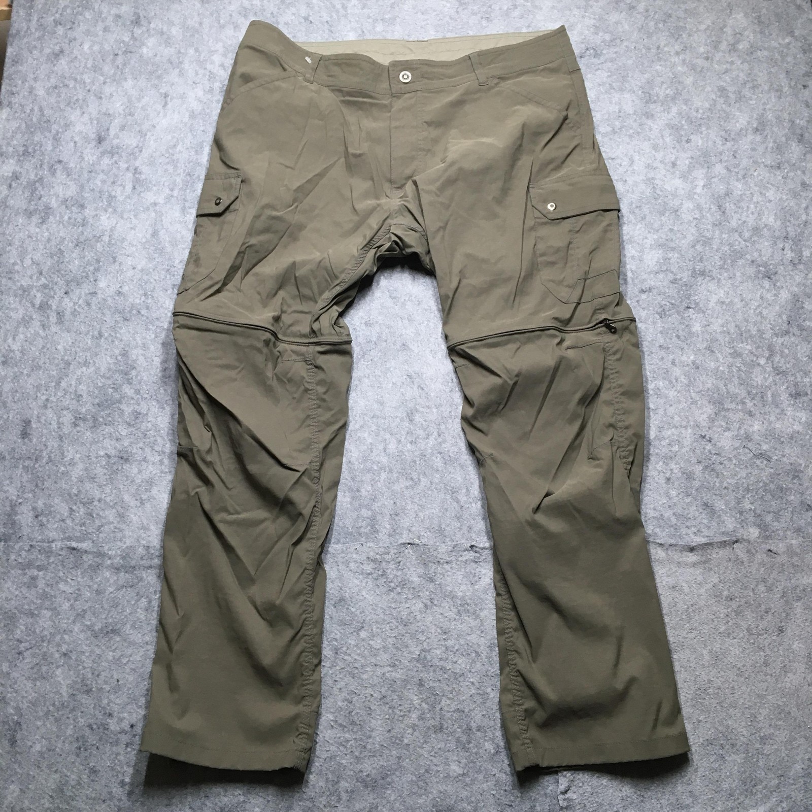 Kuhl Renegade Cargo Convertible Hiking Pants for Men 40x30 Brown Zip-Off Performance