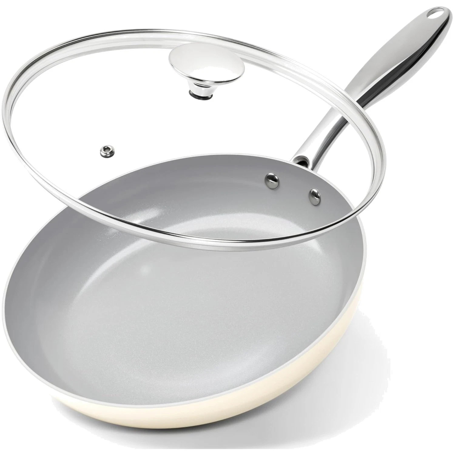 Healthy Cooking: 10 Inch Nonstick Frying Pan with Glass Lid - Effortless Cleanup