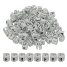 100 Pcs Clothes Hanger Marker Number 34 Tag Fit 3mm Rod Garment Size Tag Gray