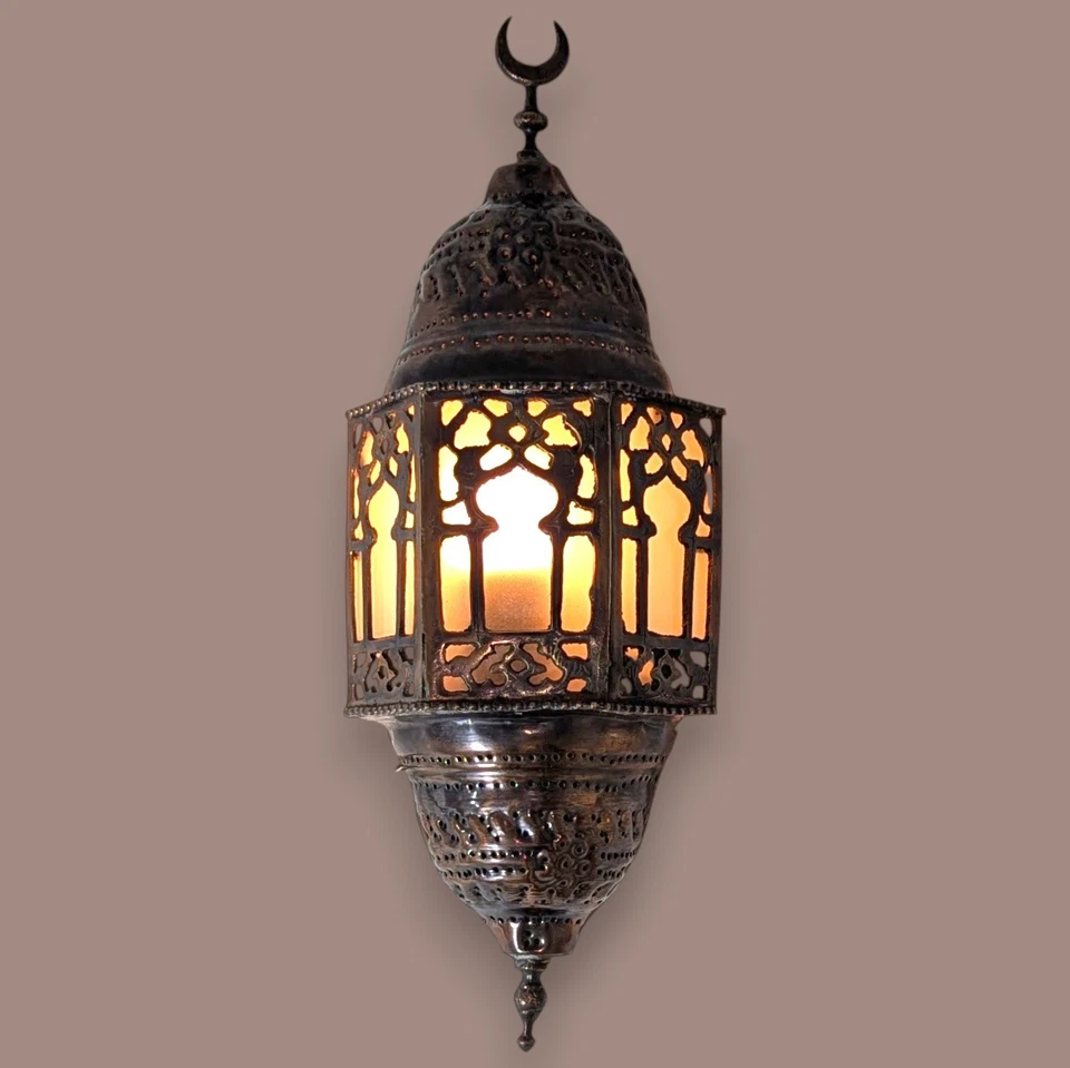 Aplique de pared de vidrio estilo vintage BR177 de media luna egipcio marroquí estilo Foto 2 de 3