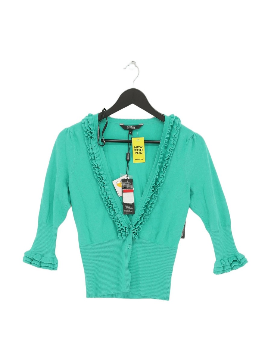 Star By Julien Macdonald Women's Cardigan UK 10 Green Cotton UK