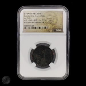 Byzantine Empire Constantine X & Eudocia Christ OBV  1059-1067AD NGC -E258