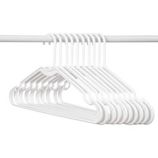 Heavy-Duty Non-Slip Plastic Clothes Hangers with Double Hooks White 10 Pack