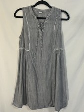 Old Navy Black And White Striped MIDI Dress Sz S