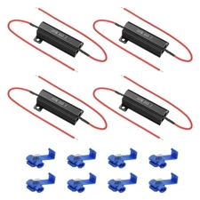 50W 6 Ohm Aluminum Shell Resistor, 4Pcs Housing Resistor with Clips, Black