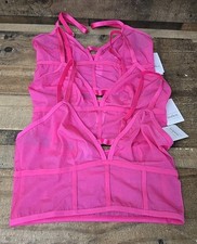 Lot Of 3 Auden Unlined Bralettes Women Small Pink Romance Coquette Adjustable