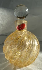 Murano Art Glass Bullicante Gold Foil Swirl Perfume Bottle Decanter  Seguso